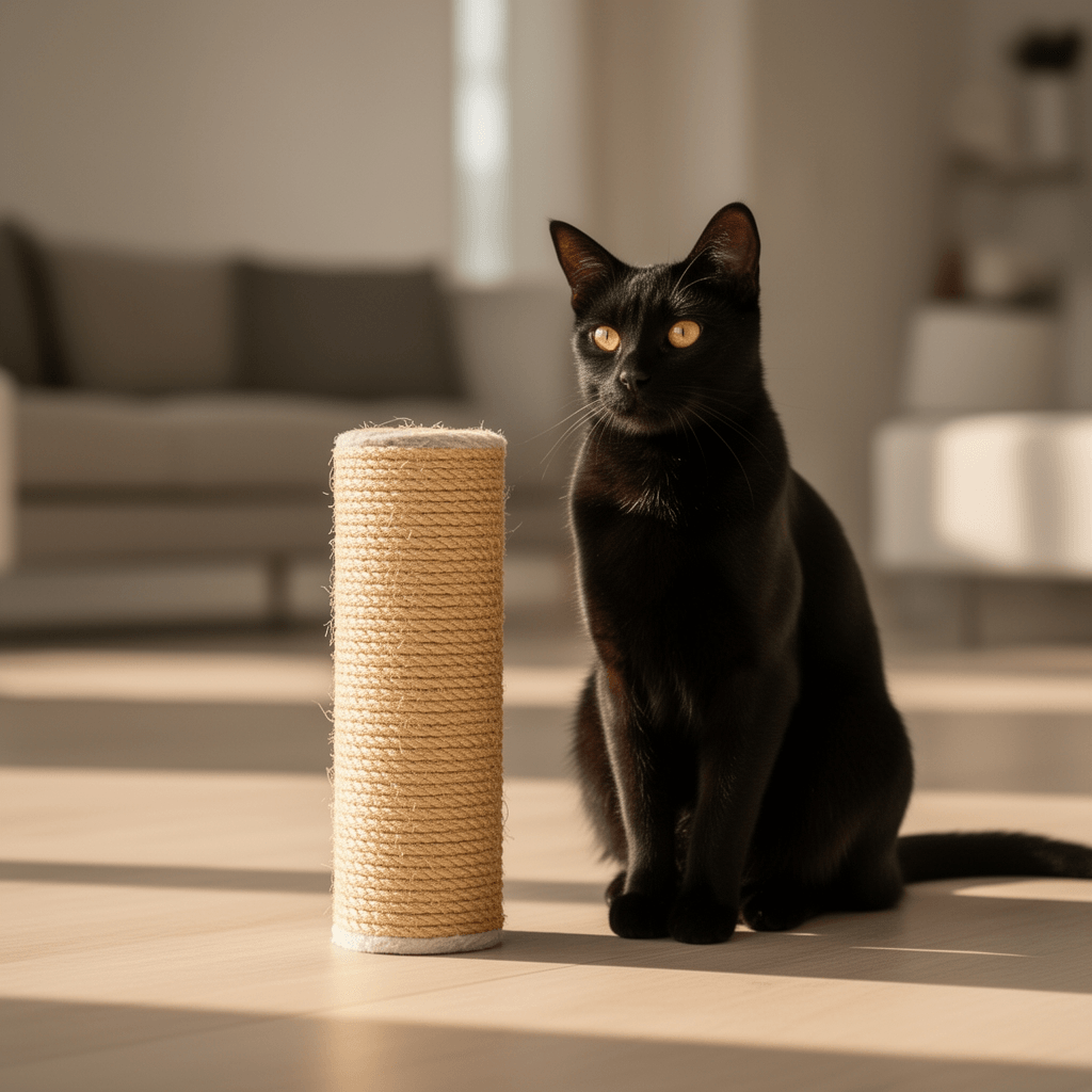 Natural Sisal Rope for Cat Scratcher Replacement with cat - professional product lifestyle photo