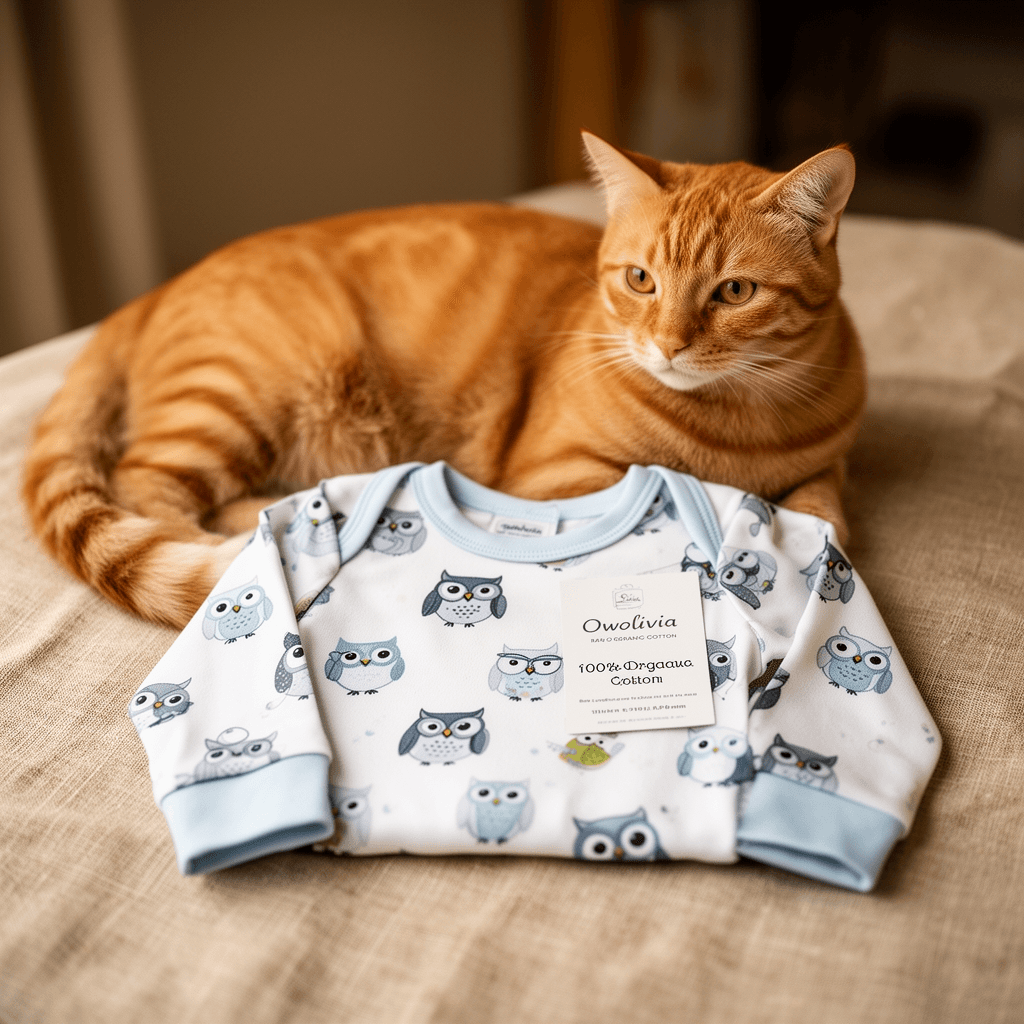 Priceline Organic Cotton Cat Toy with Dangling Ribbons with cat - professional product lifestyle photo