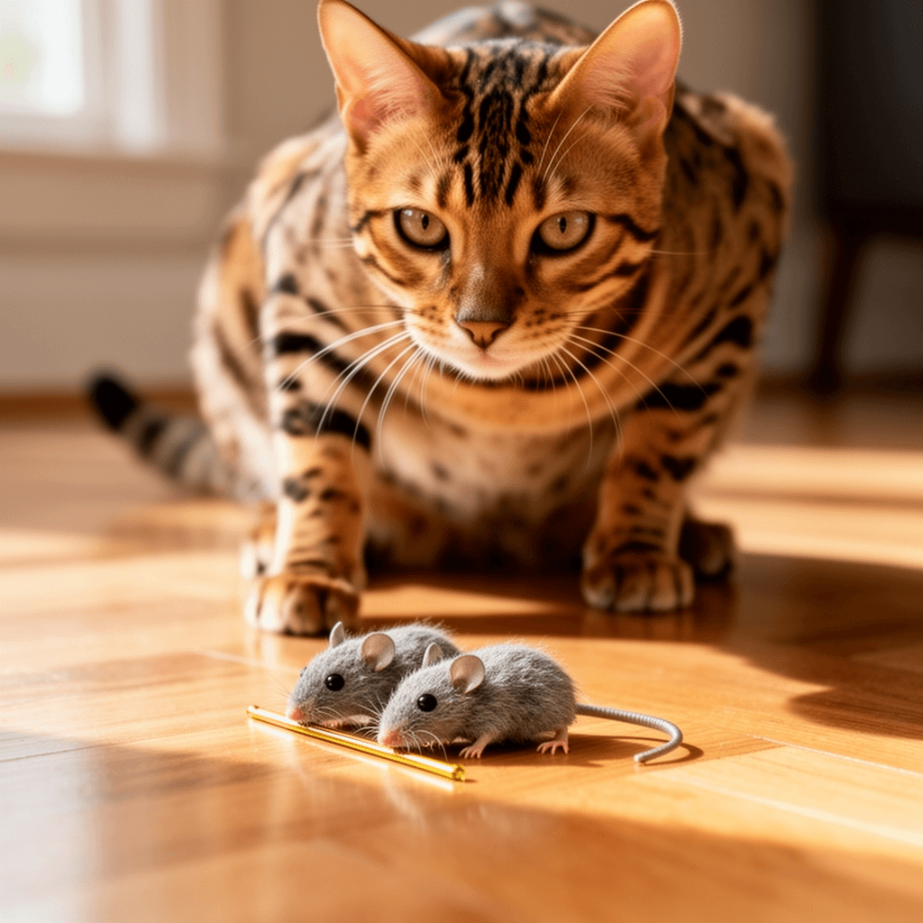 SmartyKat Skitter Critters Cat Toy Catnip Mice with cat - professional product lifestyle photo