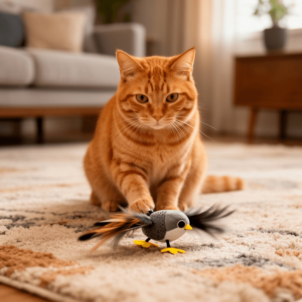 Potaroma Cat Toys Flapping Bird with cat - professional product lifestyle photo