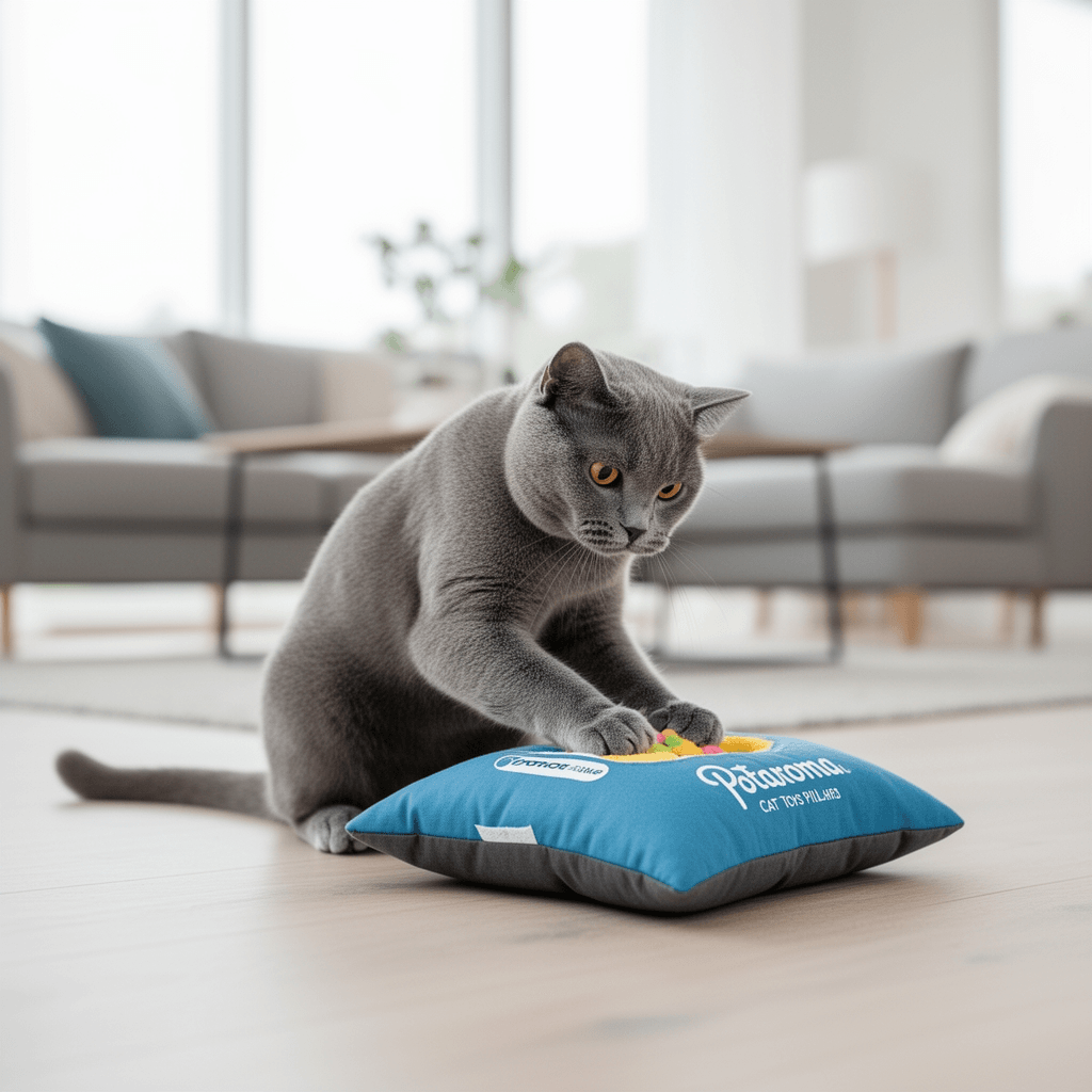 Potaroma Cat Toys Pillows with cat - professional product lifestyle photo