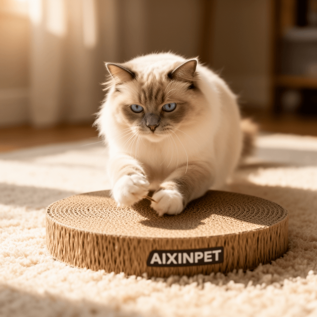 AIXINPET Two-Level Sisal Cat Scratcher Bed - Sturdy Cat with cat - professional product lifestyle photo