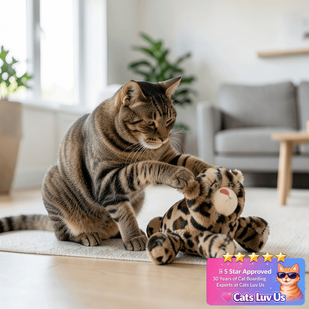 Catstages Calming Kitty Pal Cat Toy - Plush with Purring with cat - professional product lifestyle photo
