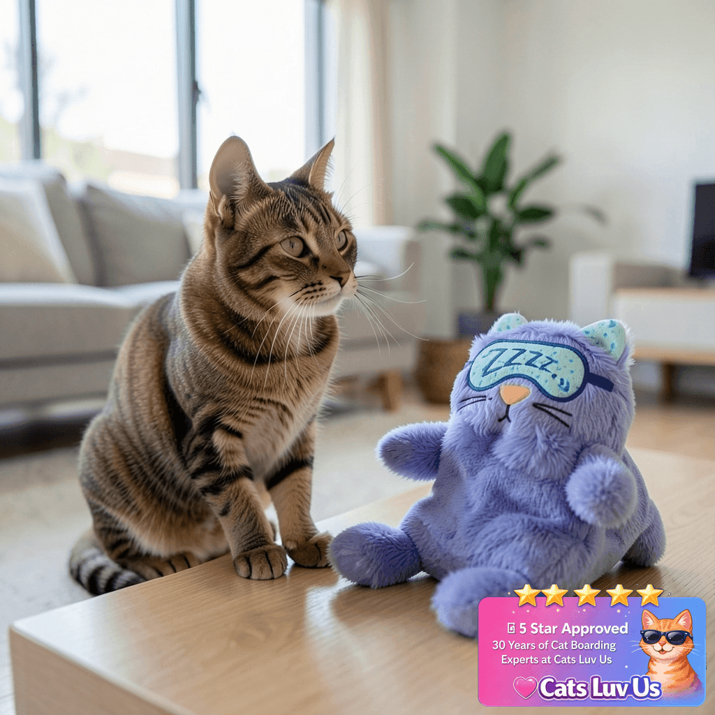 Catstages Purr Pillow Cat Toy – Plush Cat Toy with Touch- with cat - professional product lifestyle photo