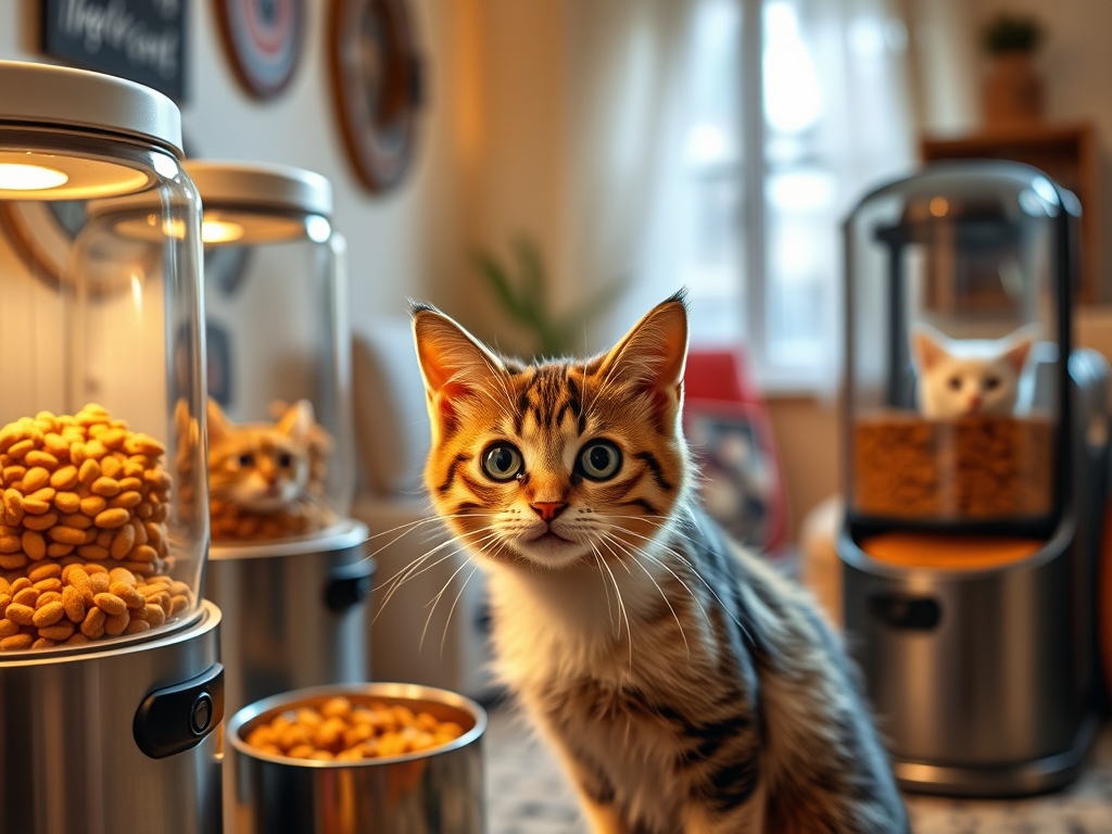 Cat owner reviewing automatic treat dispensers for cats reviews options for their pet in 2026