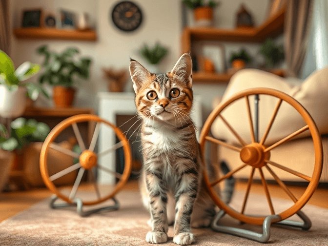 Cat owner reviewing do cats use exercise wheels options for their pet in 2026