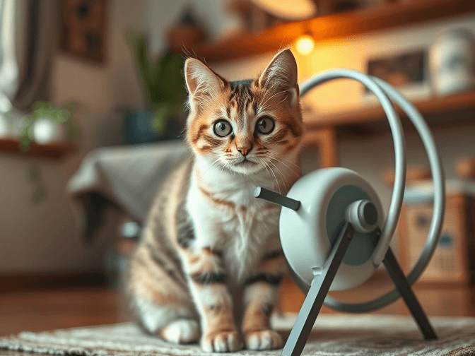 Cat owner reviewing how to get your cat to use a cat wheel options for their pet in 2026