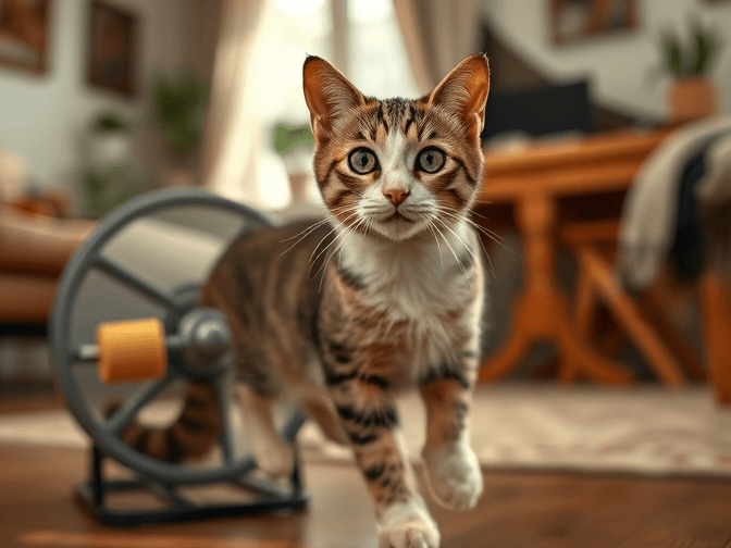Cat owner reviewing one fast cat cat exercise wheel gen 7 options for their pet in 2026