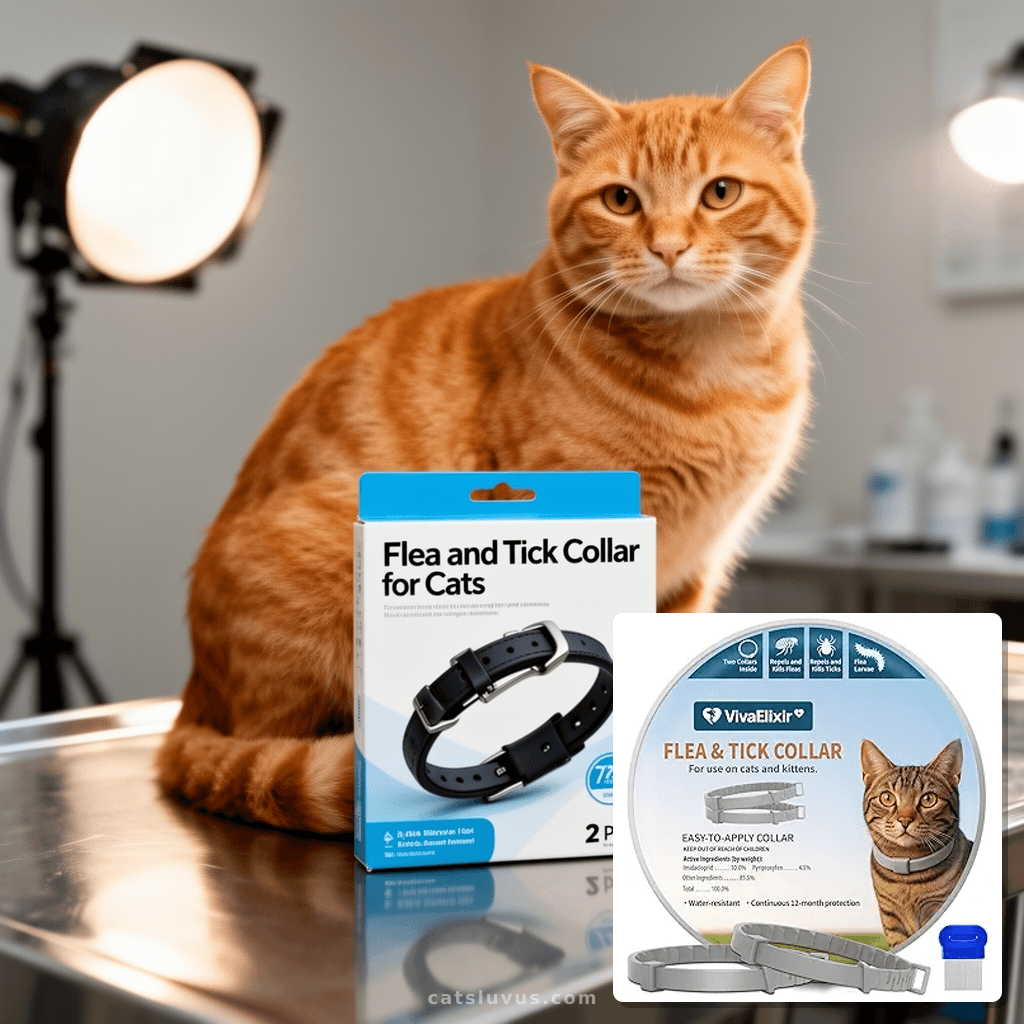 Flea and Tick Collar for Cats 2 Pack with cat - professional product lifestyle photo