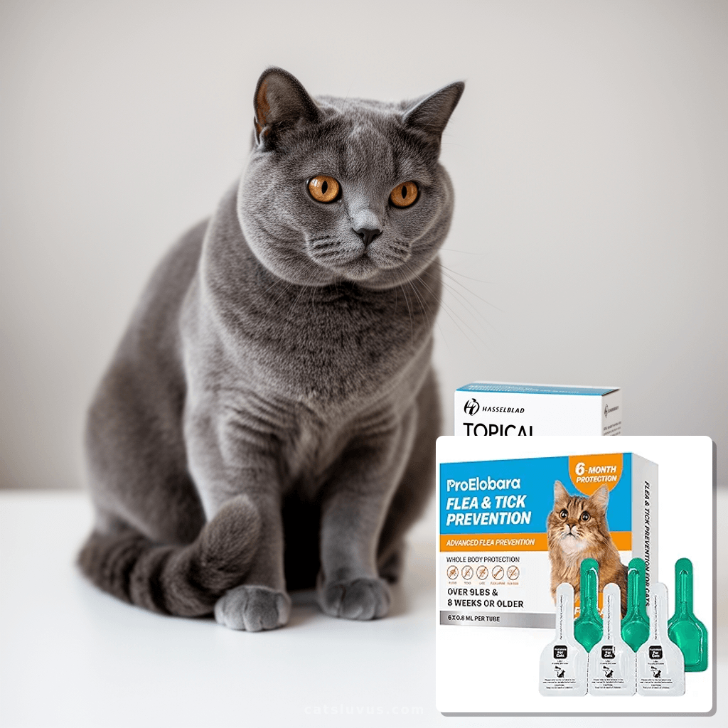 Topical Flea and Tick for Large Cats: Waterproof Topical Cat with cat - professional product lifestyle photo