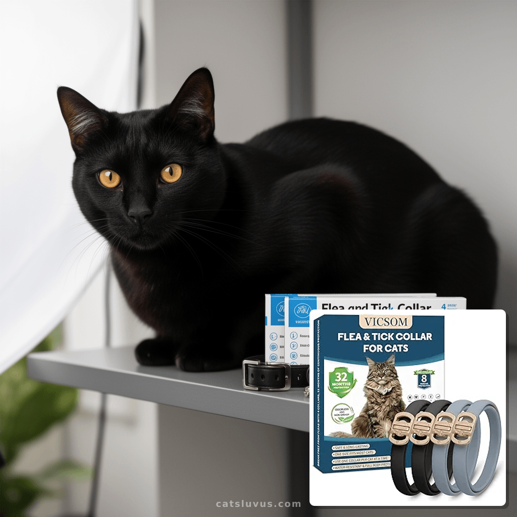 Flea and Tick Collar for Cats - 4 Pack with cat - professional product lifestyle photo