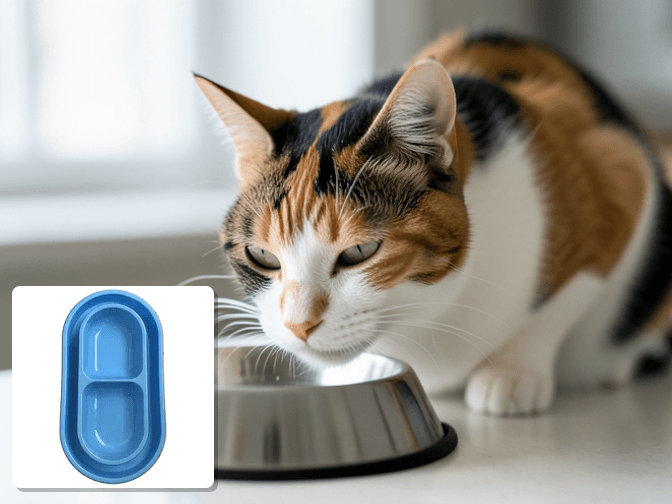 Cat owner reviewing anti spill cat food bowls options for their pet in 2026