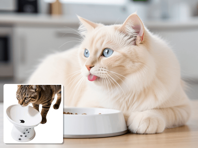 Cat owner reviewing best cat food bowl for messy eaters options for their pet in 2026