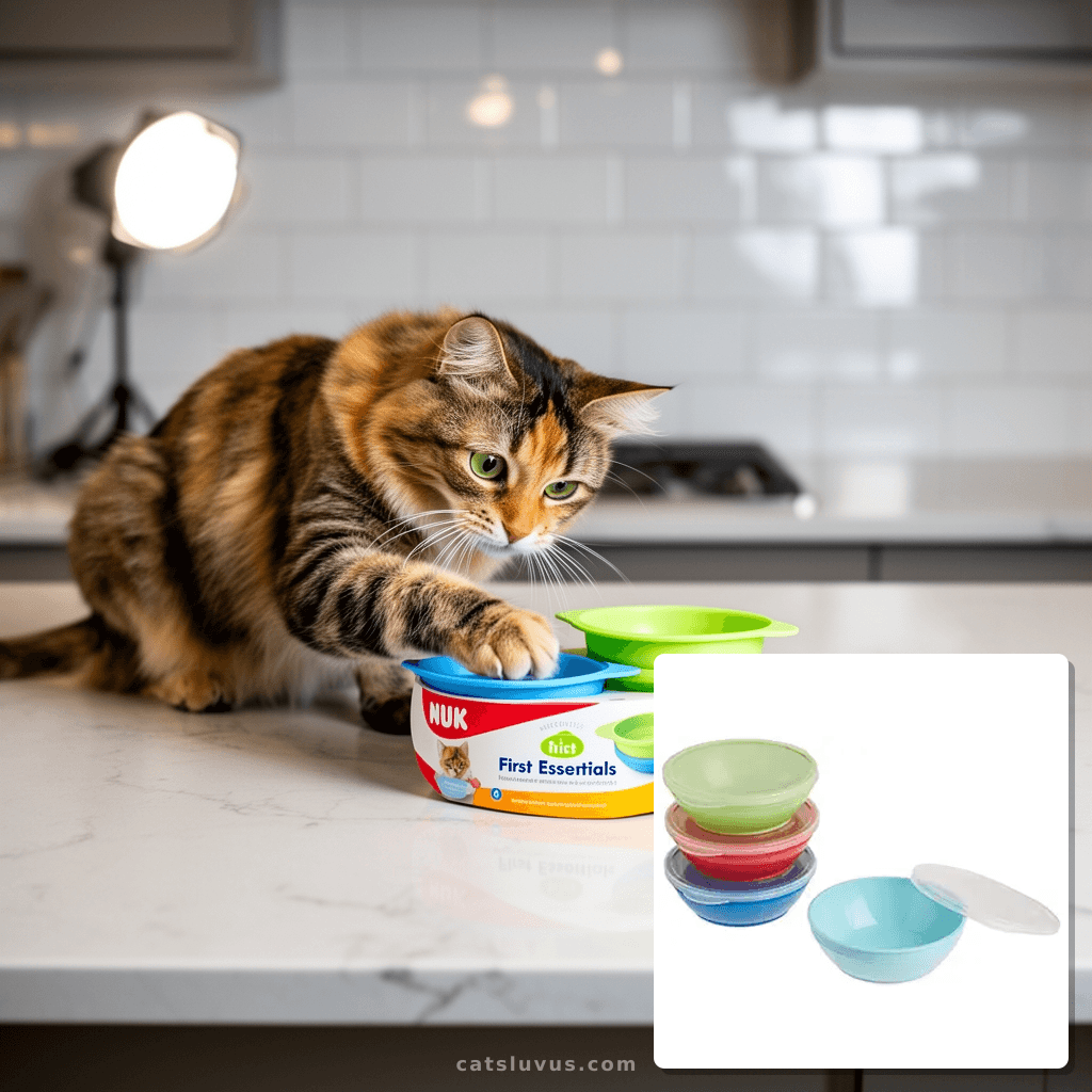 Cat Bowls 6 inch Whisker Fatigue Free Cat Food Bowl with cat - professional product lifestyle photo