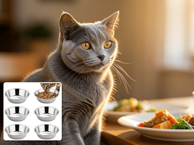 Cat owner reviewing dishwasher safe cat food bowls options for their pet in 2026