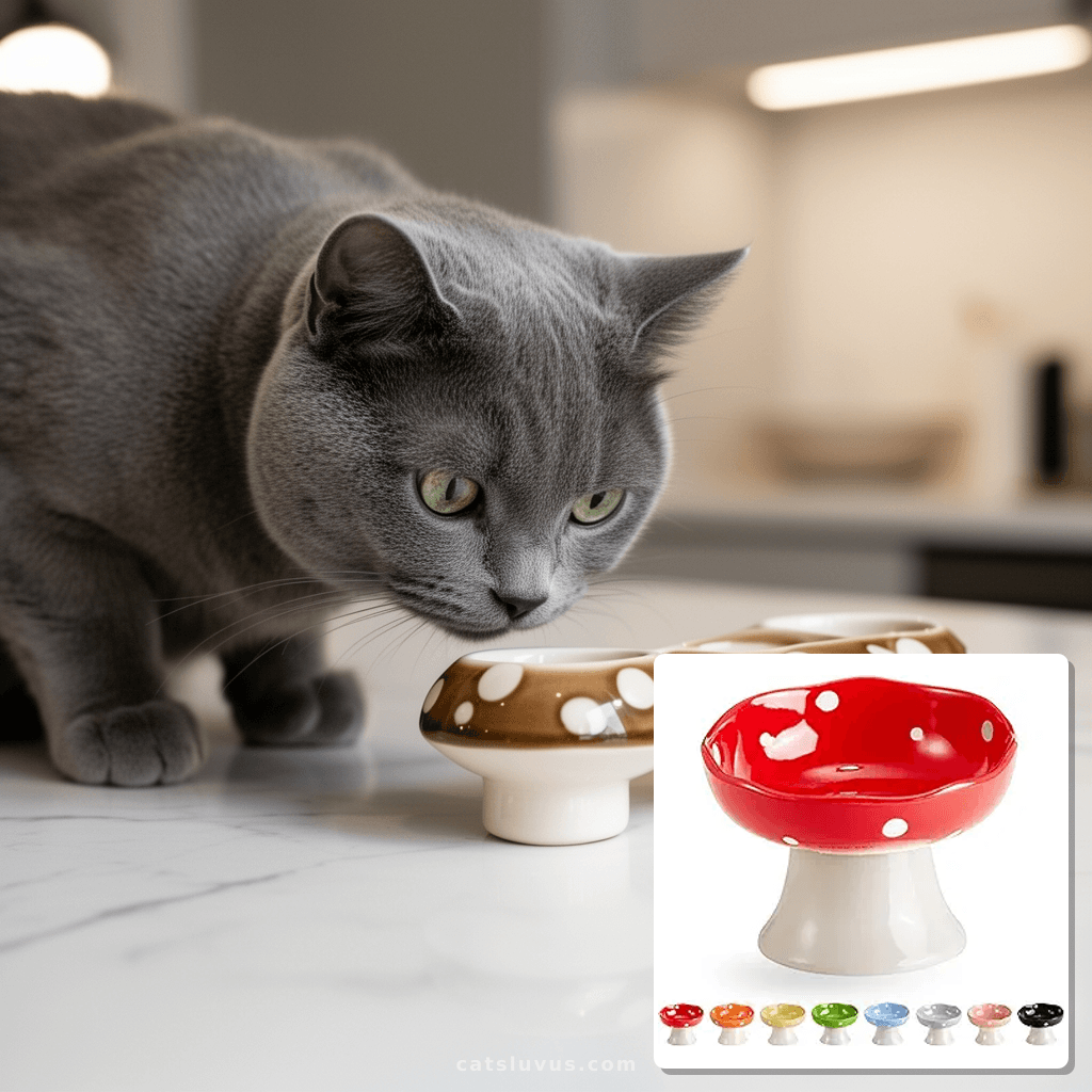 Ceramic Cat Bowls with cat - professional product lifestyle photo