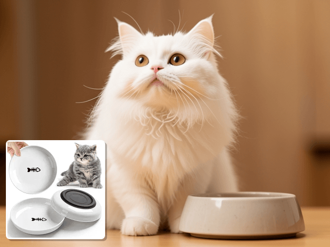 Cat owner reviewing weighted cat food bowls for messy eaters options for their pet in 2026