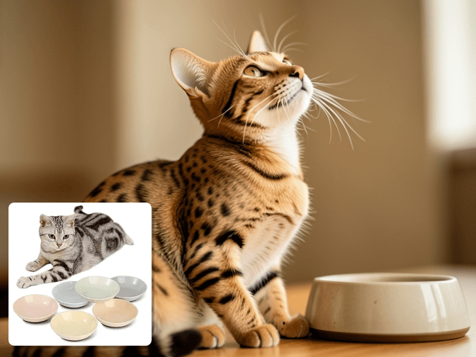 Cat owner reviewing wide cat food bowls for messy eaters options for their pet in 2026