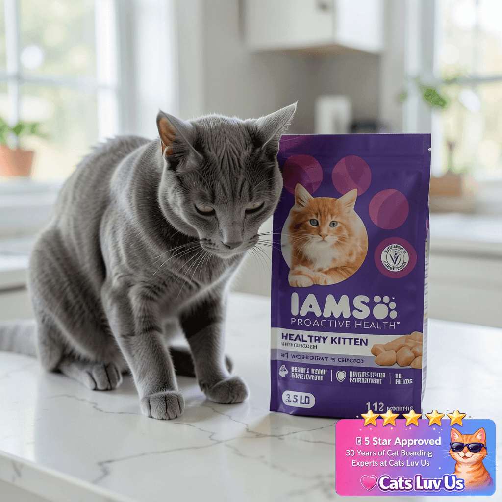 Iams Health Kitten Dry Cat Food with cat - professional product lifestyle photo