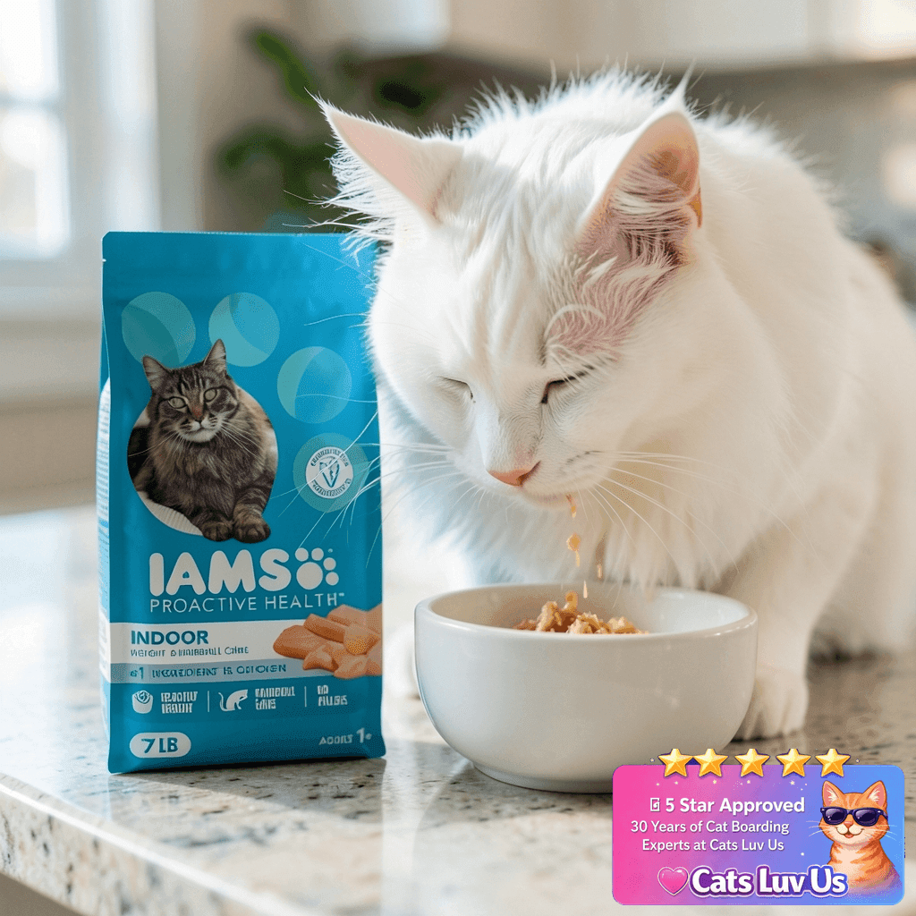 Iams Health Dry Cat Food with cat - professional product lifestyle photo
