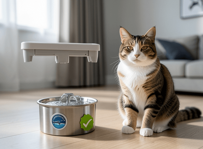 Cat owner reviewing cat fountains replacement parts buying guide options for their pet in 2026
