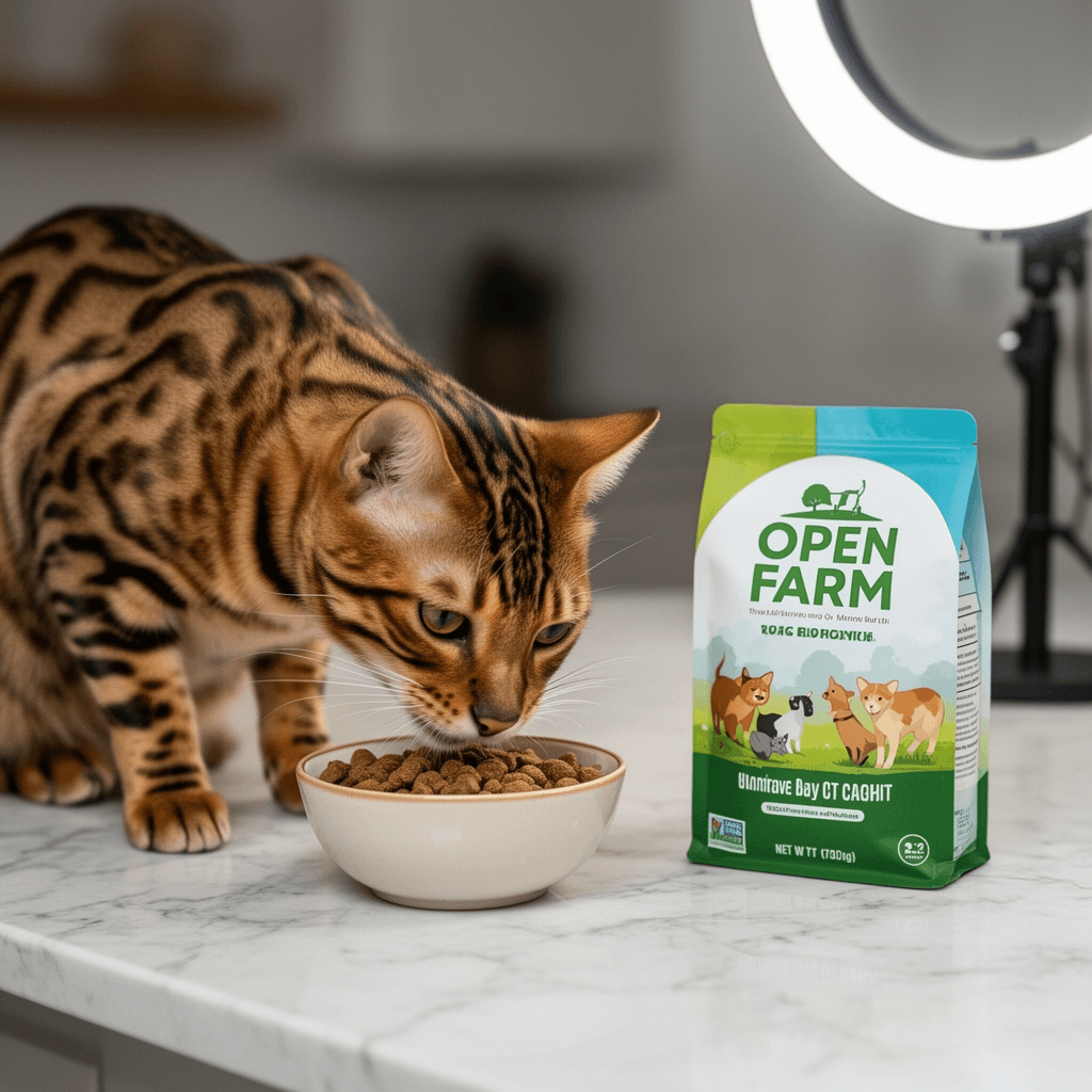 Open Farm with cat - professional product lifestyle photo