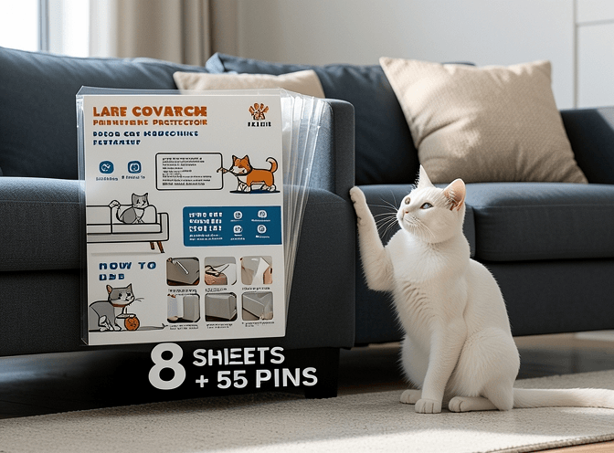 Cat owner reviewing cat furniture scratchers for anxious cats options for their pet in 2026