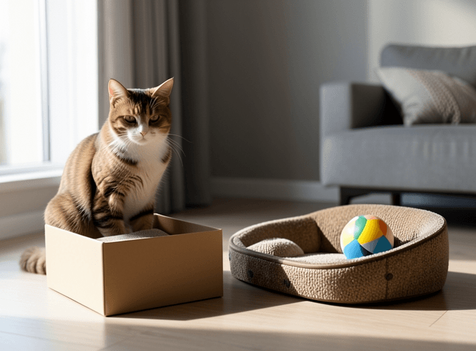 Cat owner reviewing cat furniture scratchers on amazon options for their pet in 2026