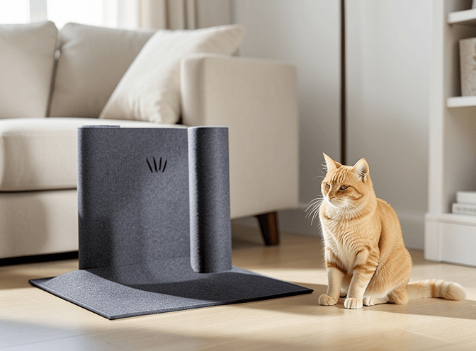 Cat owner reviewing diy cat furniture scratchers options for their pet in 2026