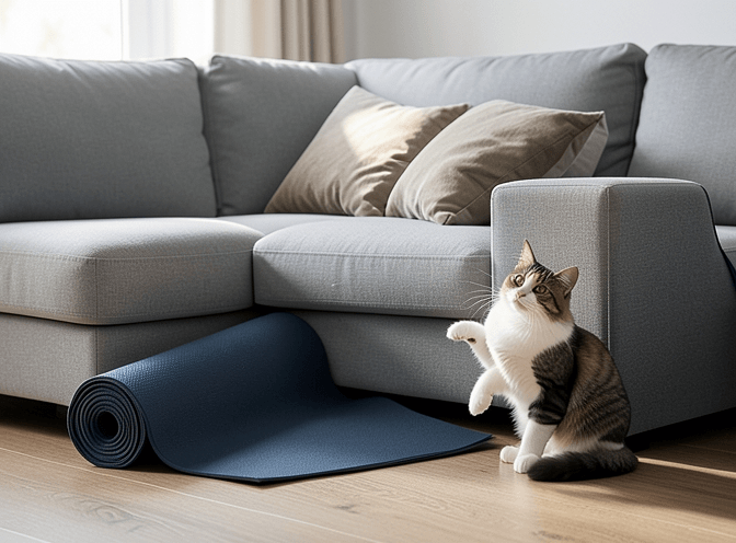 Cat owner reviewing how to choose cat furniture scratchers options for their pet in 2026