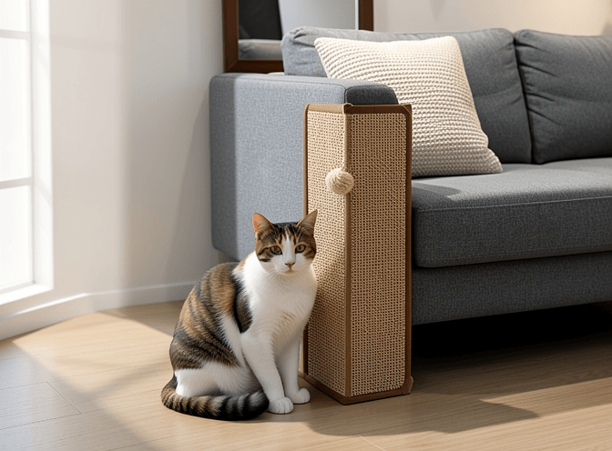 Cat owner reviewing most popular cat furniture scratchers options for their pet in 2026