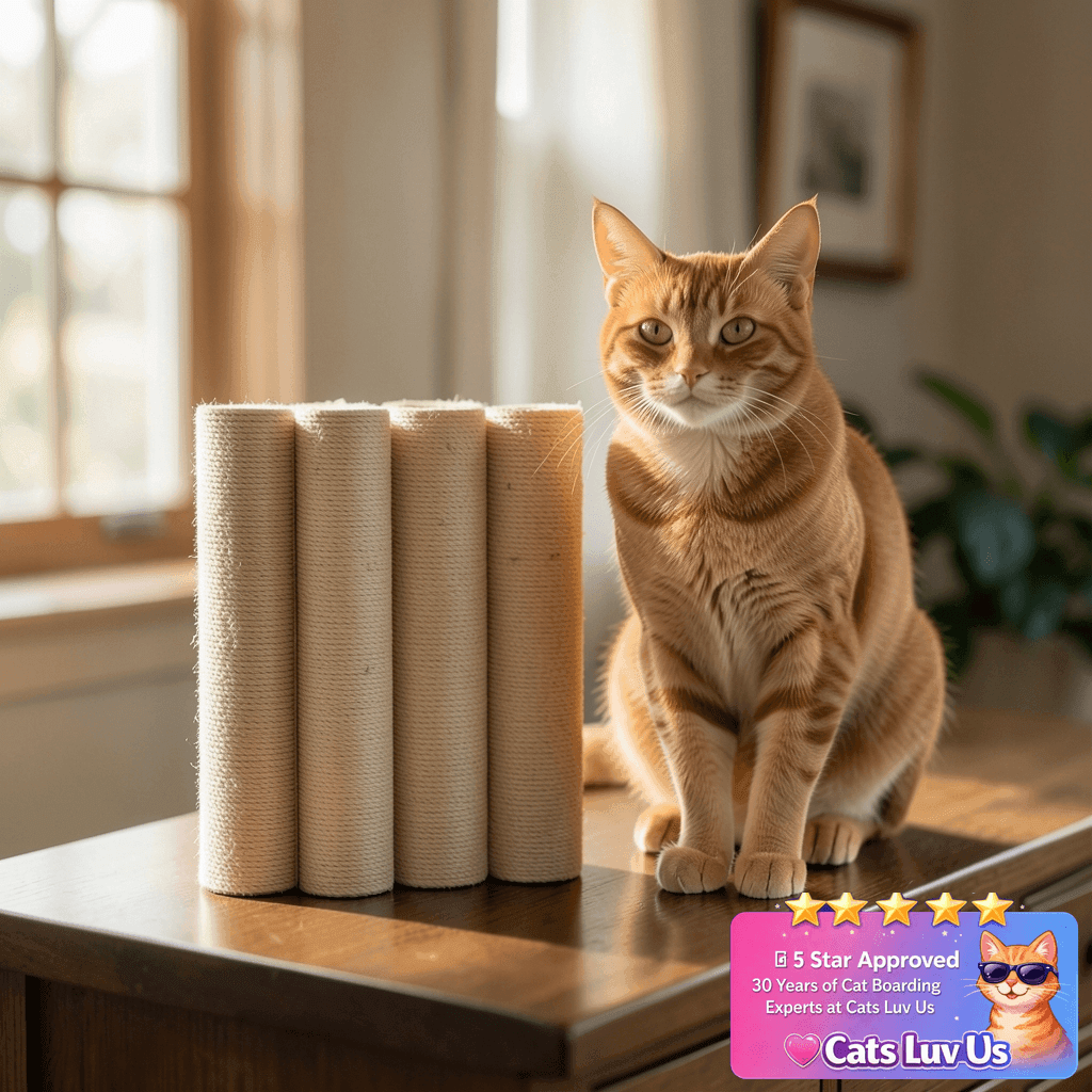 4 PCS Cat Scratching Post Replacement with cat - professional product lifestyle photo