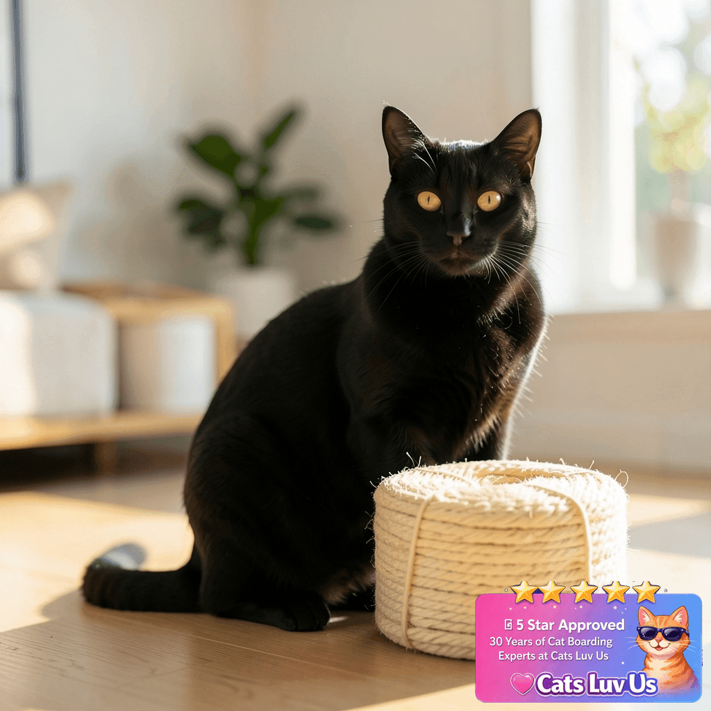 164 Feet Sisal Rope for Cat Scratching Post with cat - professional product lifestyle photo