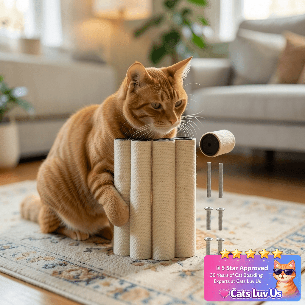 PETUOL 4 PCS M8 Cat Scratching Post Replacement with cat - professional product lifestyle photo