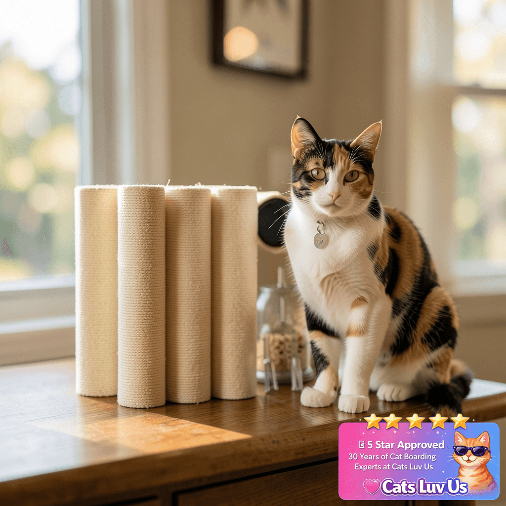 4 PCS Cat Scratching Post Replacement with cat - professional product lifestyle photo