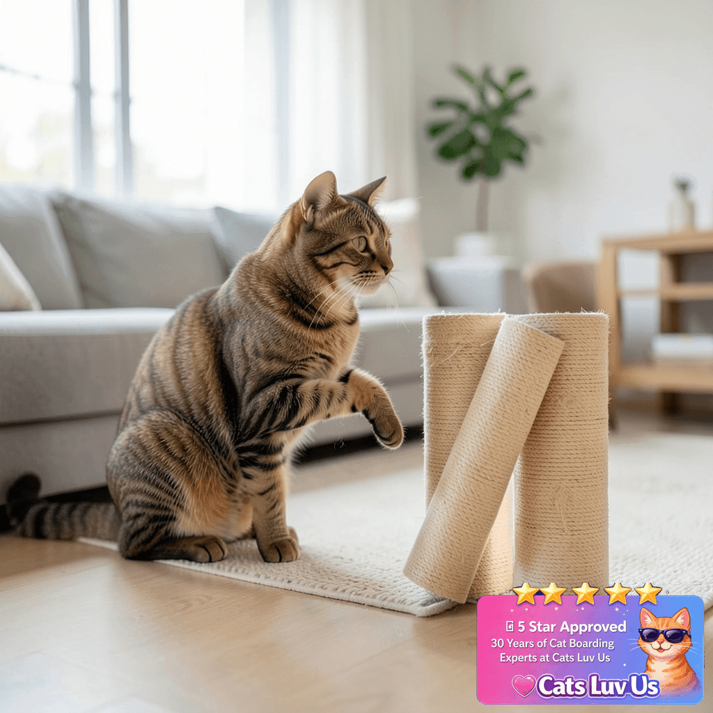 Arrowbash 8 Pcs M8 Cat Scratching Post Replacement 15.7x3.1 with cat - professional product lifestyle photo