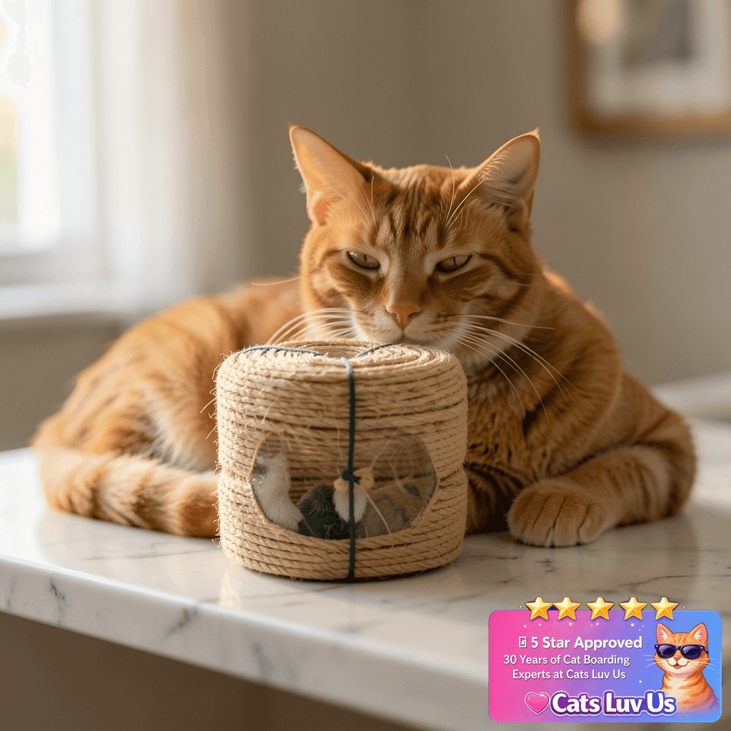 Juomid 1/6 Inch Natural Sisal Rope with cat - professional product lifestyle photo