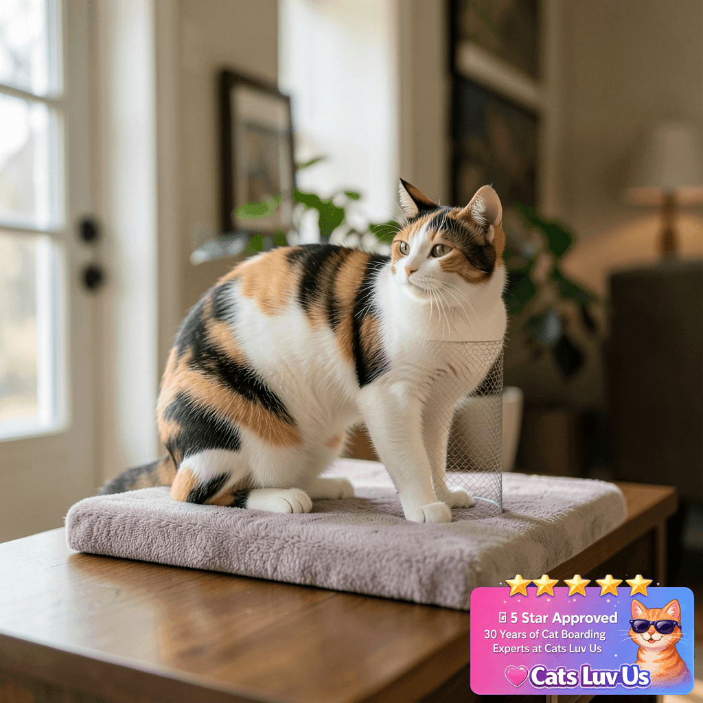 Czoynife Cat Scratching Post Replacement Base with cat - professional product lifestyle photo