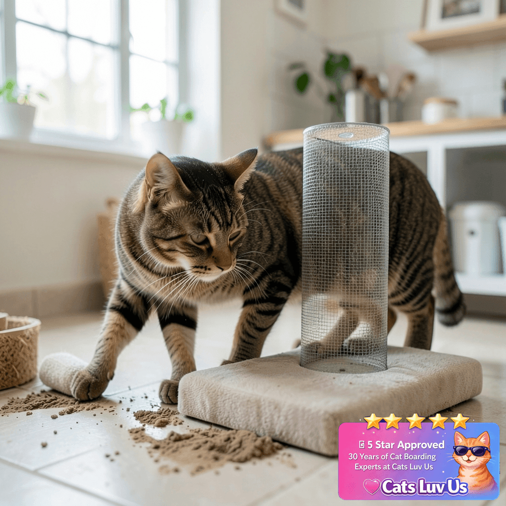 Czoynife Cat Scratching Post Replacement Base with cat - professional product lifestyle photo