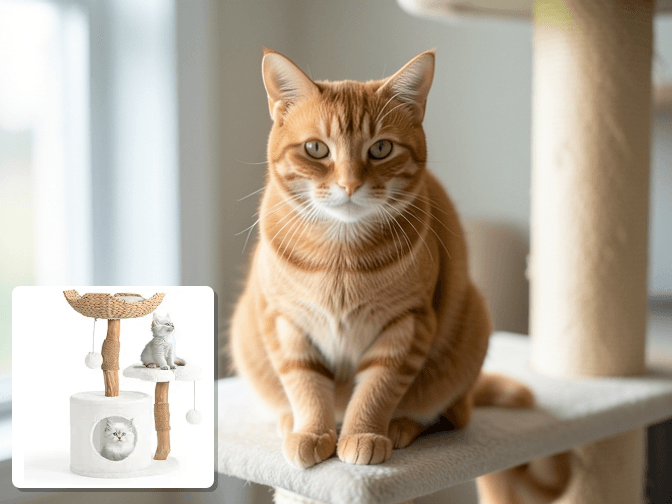 Cat owner reviewing space saving cat tree options for their pet in 2026