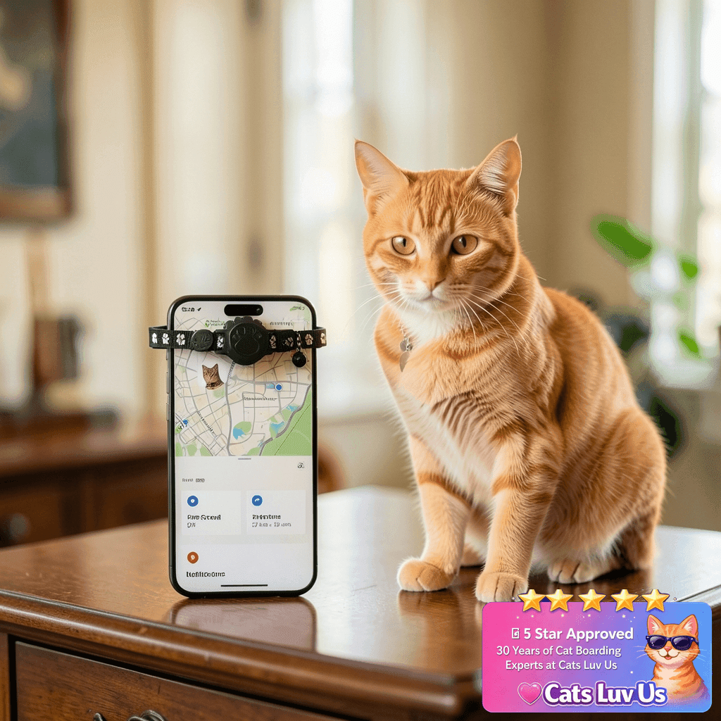 Cat Tracker GPS Collar for Cats Electronic Pet Locator with cat - professional product lifestyle photo