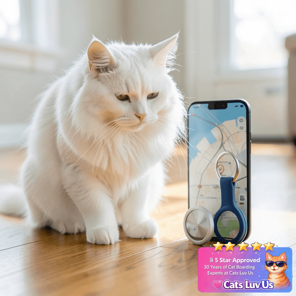 Tracker for Pets and Vehicles with cat - professional product lifestyle photo