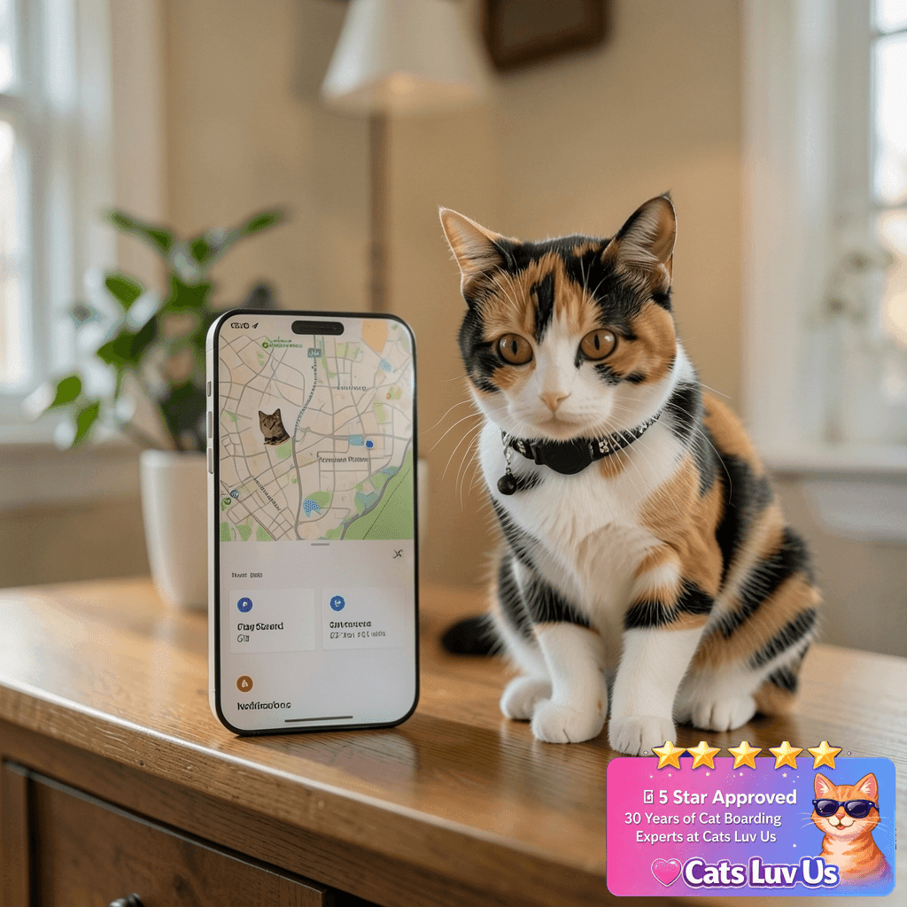 Cat Tracker GPS Collar for Cats Electronic Pet Locator with cat - professional product lifestyle photo