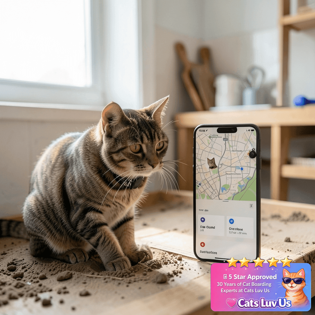 Cat Tracker GPS Collar for Cats Electronic Pet Locator with cat - professional product lifestyle photo