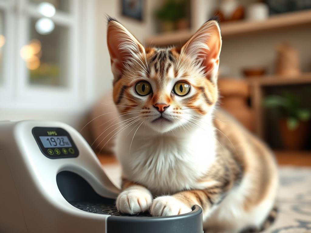 Cat owner reviewing gps pet feeder reviews 2026 options for their pet in 2026