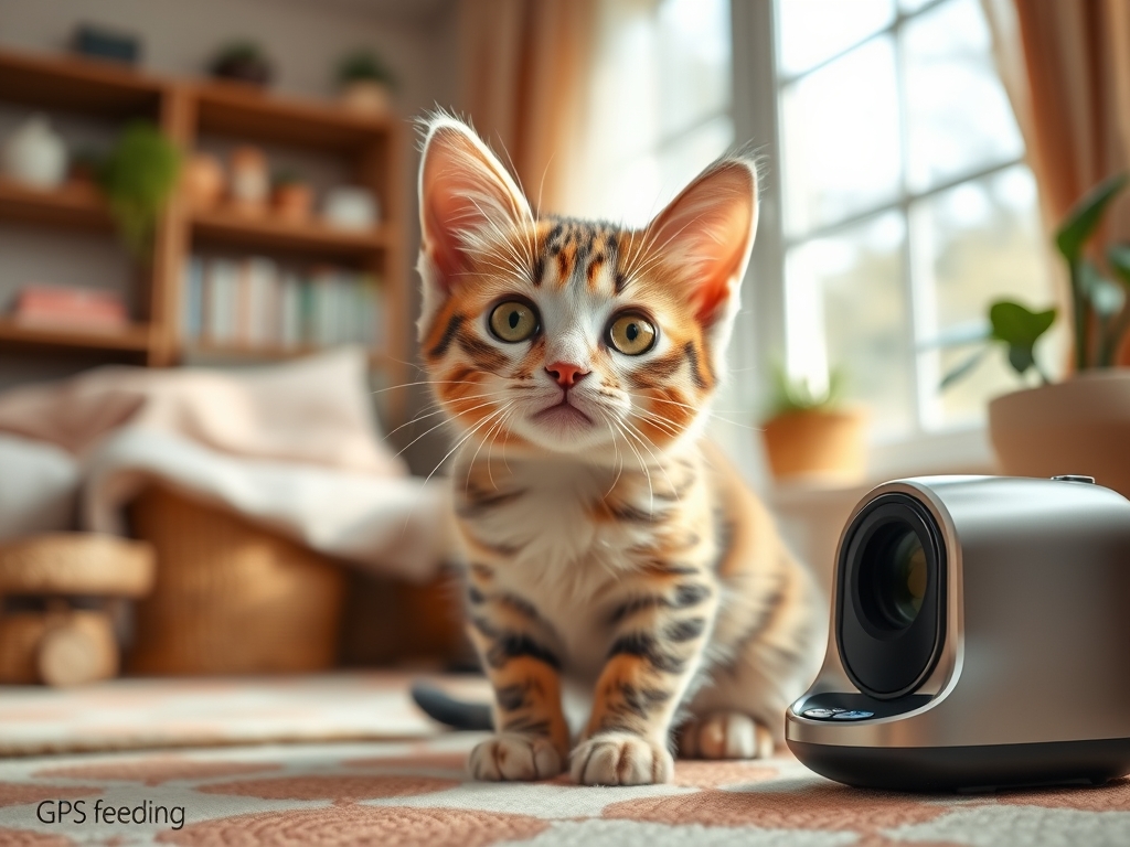 Cat owner reviewing smart feeding system with gps tracking options for their pet in 2026