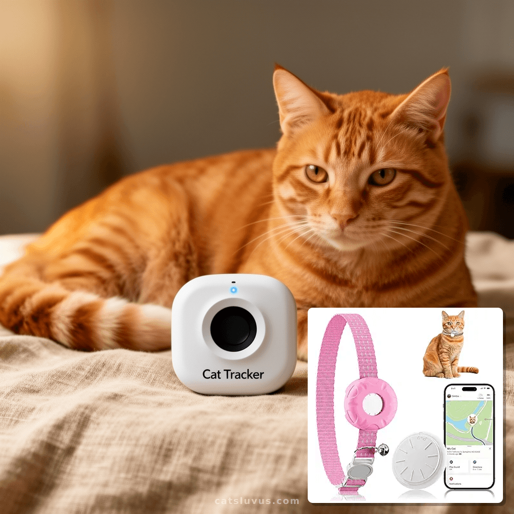 Cat Tracker with cat - professional product lifestyle photo