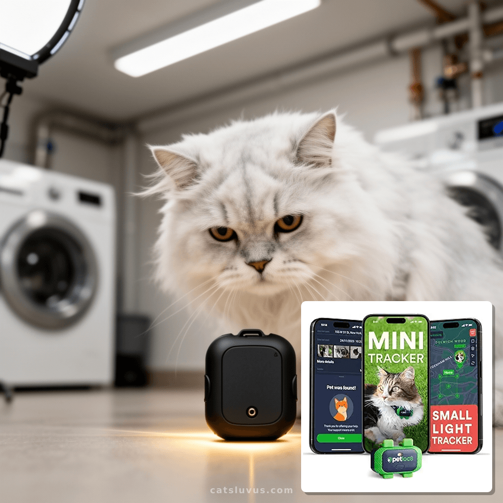 Cat GPS Tracker – Smallest Waterproof Pet Tracking Device wi with cat - professional product lifestyle photo