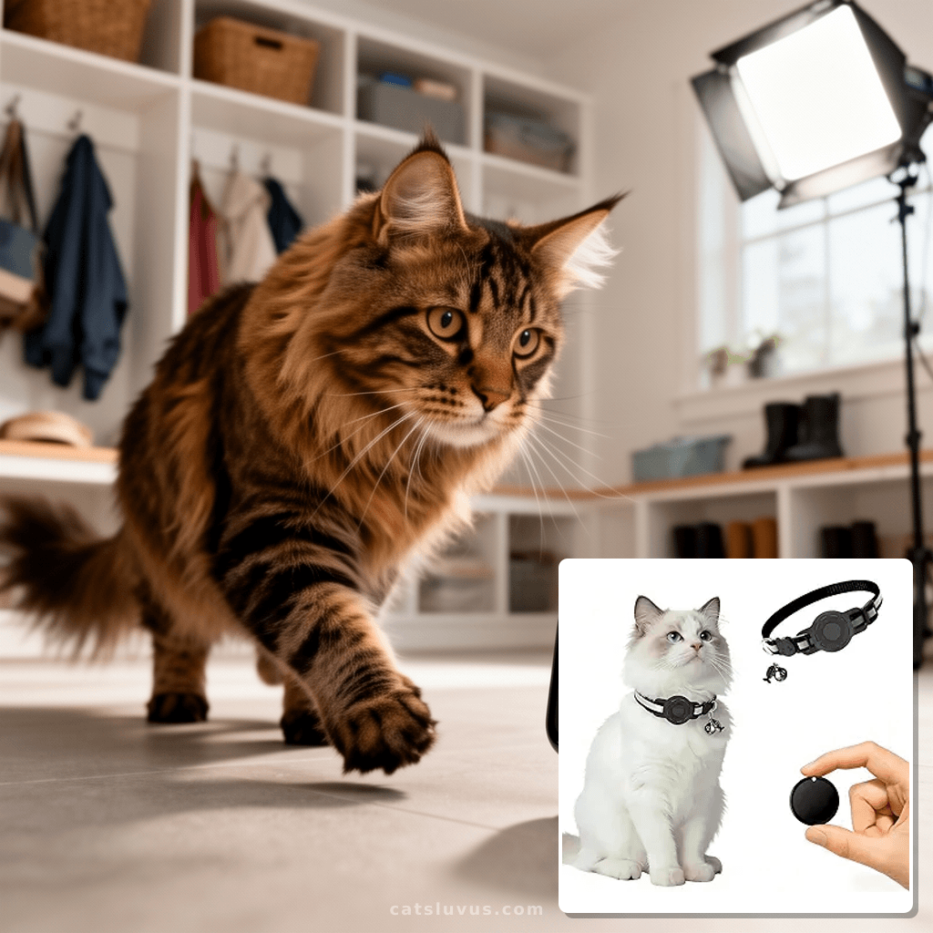 GPS Collar for Cats  Smart tag with cat - professional product lifestyle photo