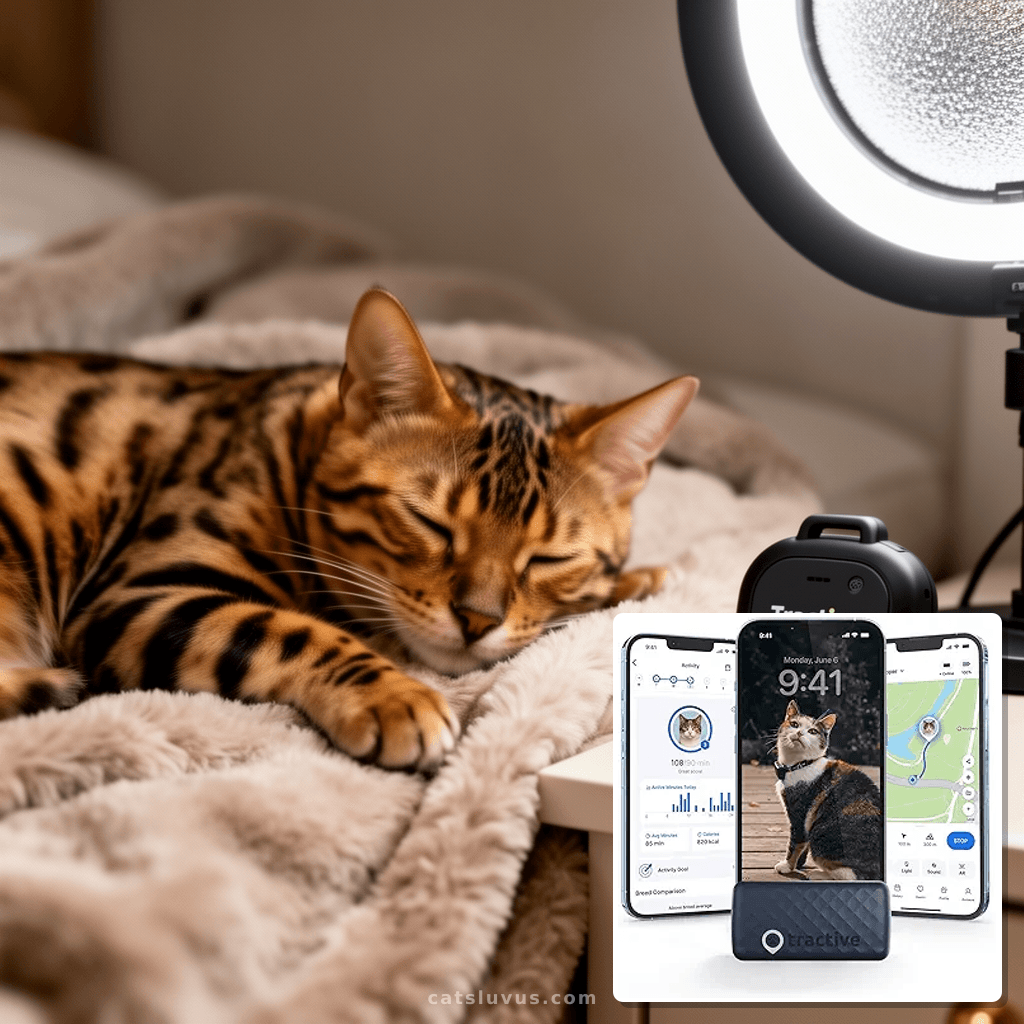 Tractive Smart Cat GPS Tracker | Real-Time Location & Wellne with cat - professional product lifestyle photo